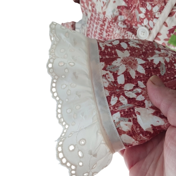 Womens Jacket Cardigan Red Lace Lagenlook NWT Fall Ruffled Crochet - Picture 3 of 10